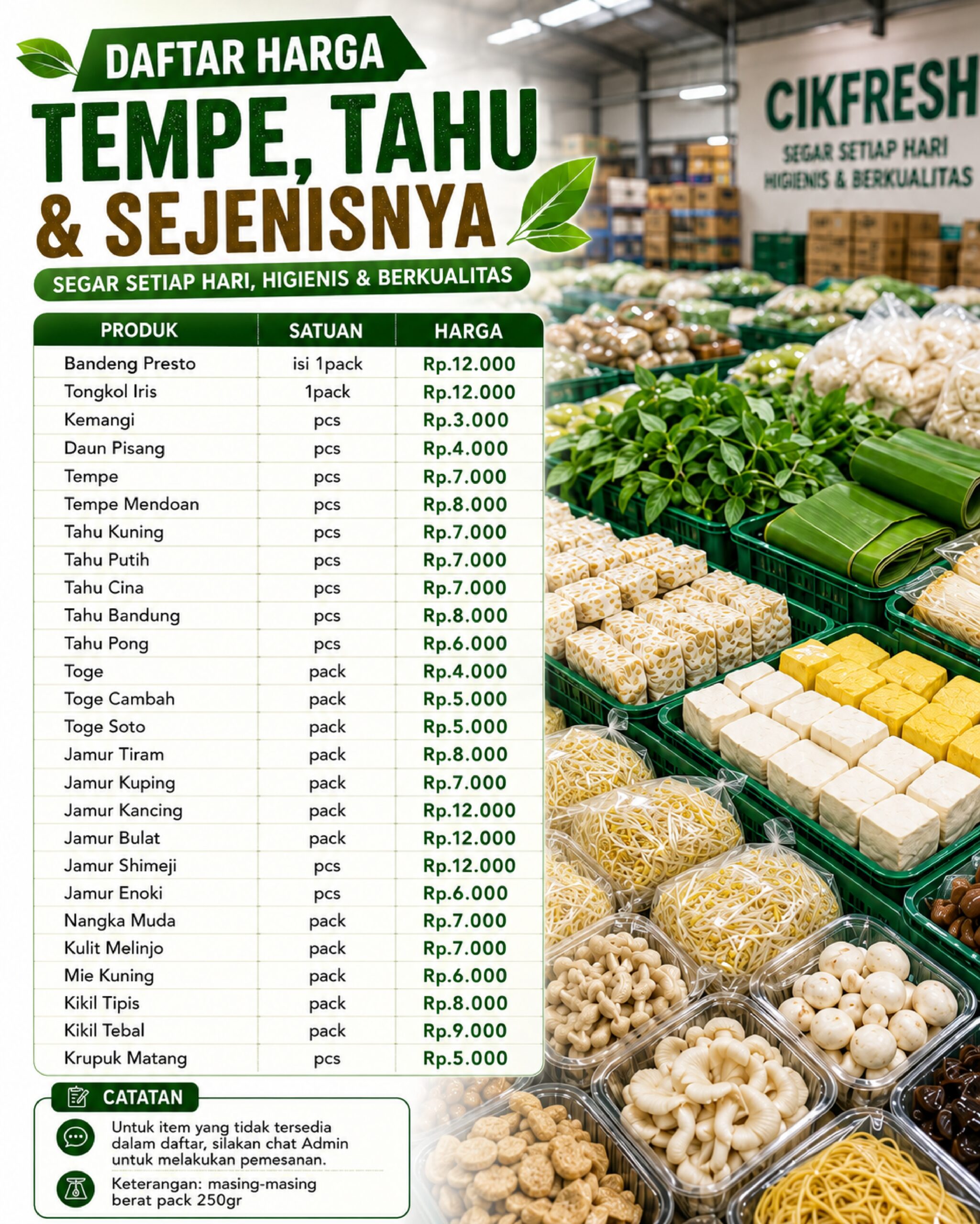 Update Harga Terbaru Protein Nabati tahu tempe dsj di Cikfresh