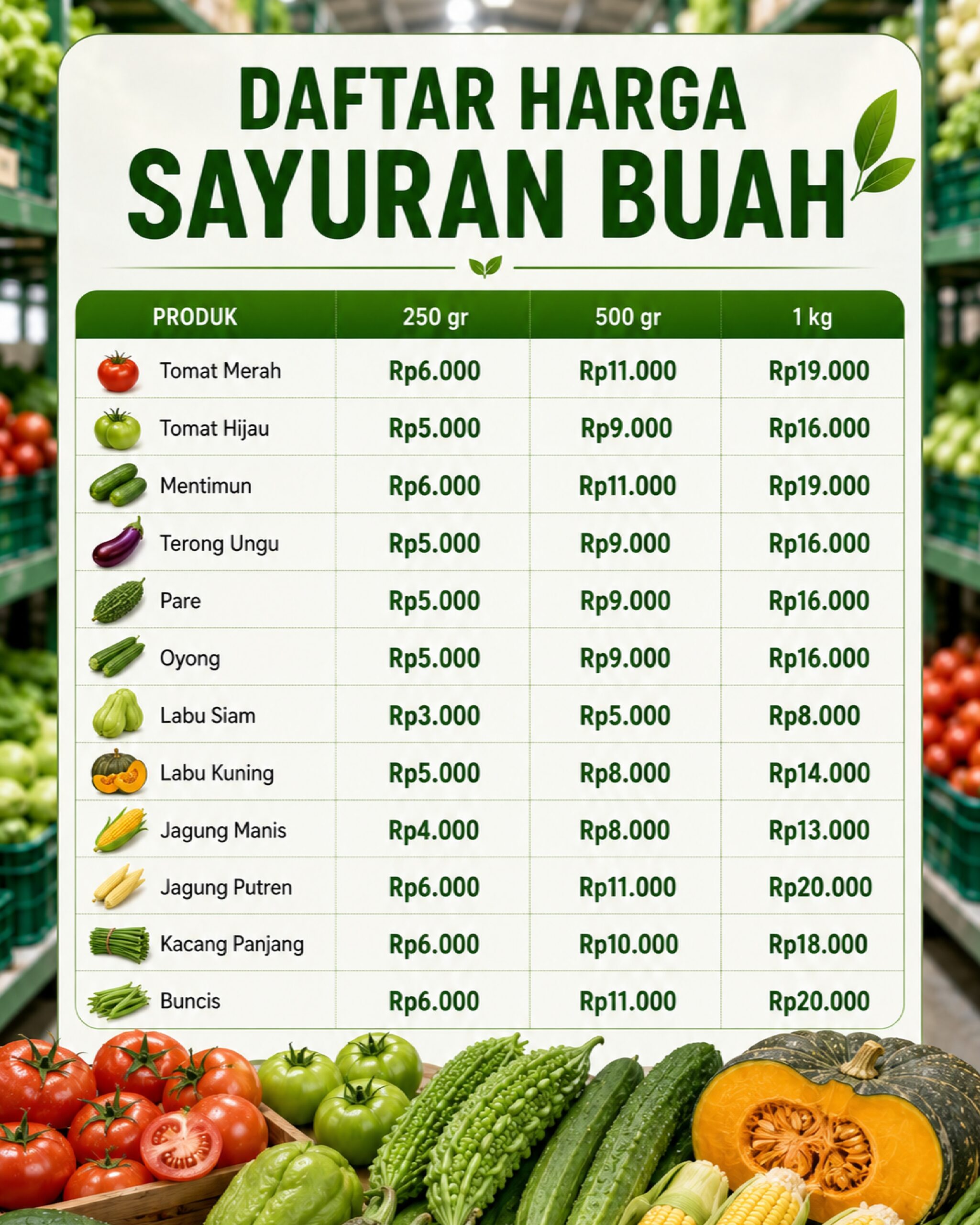 update harga sayuran buah cikfresh